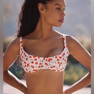 Good American Demi-Cup Bikini Top in Cherry Print Size L